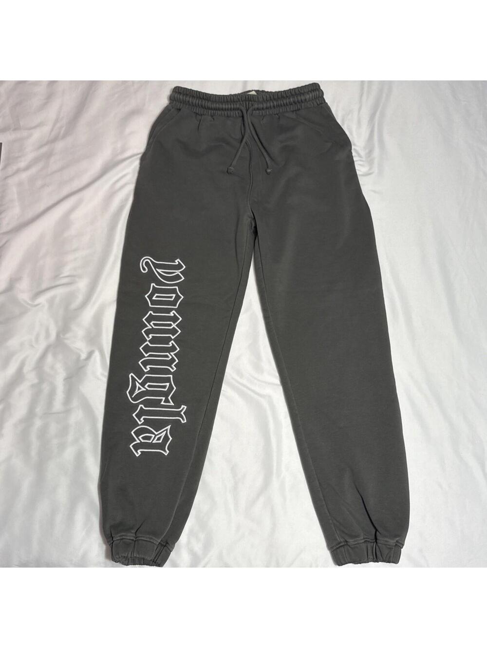 Youngla 256 Anthem Joggers Grey Embroidered Script Size Medium Cuffed RARE NICE